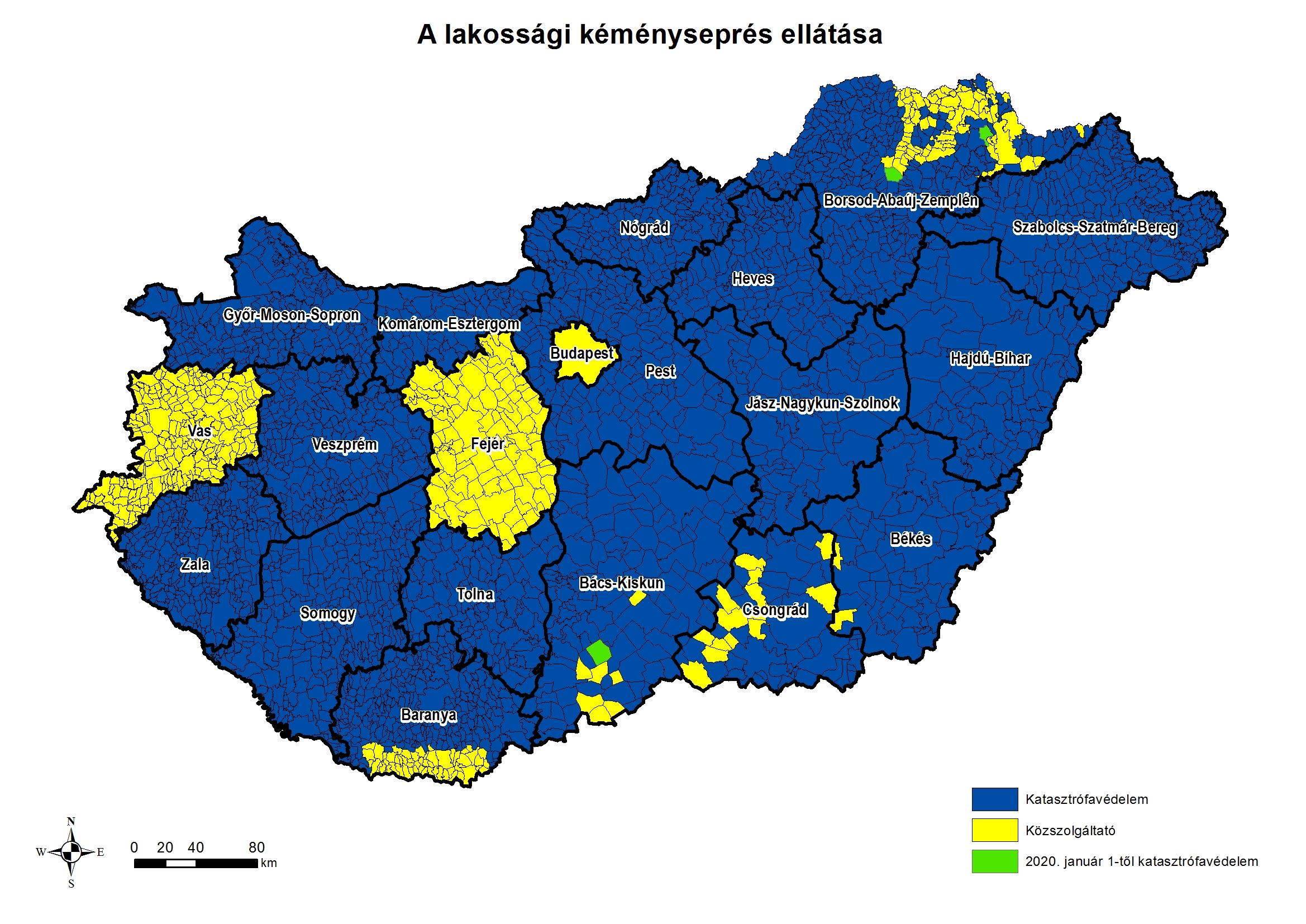 Térkép az ellátási terület változásáról